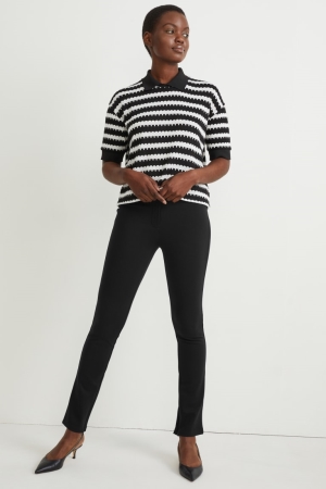 C&A Jersey Gerade Fit With Lenzing™ Ecovero™ Hosen Damen Schwarz | POKVS-0719
