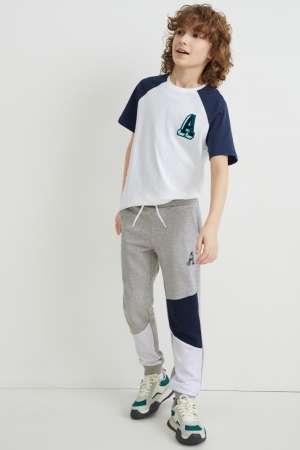 C&A Joggers Hosen Jungen Hellgrau | OWKMQ-6839