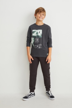 C&A Joggers Hosen Jungen Schwarz | IVLFQ-5714