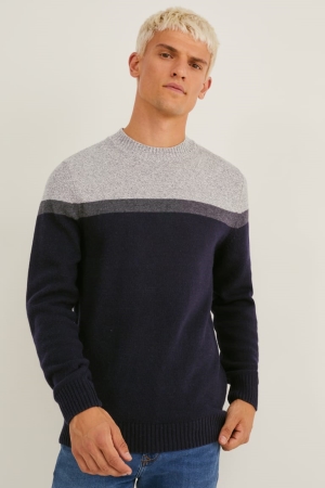 C&A Jumper Herren Schwarz Grau | JSAUE-1729