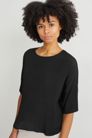 C&A Lenzing™ Ecovero™ Bluse Damen Schwarz | KLVRZ-0635