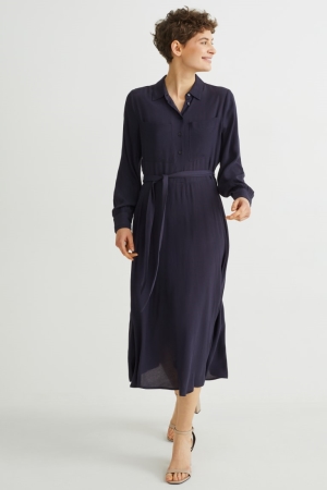 C&A Lenzing™ Ecovero™ Kleider Damen Dunkelblau | RZBHY-1594