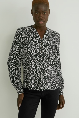 C&A Lenzing™ Ecovero™ Patterned Bluse Damen Schwarz Weiß | ZYBUH-3476