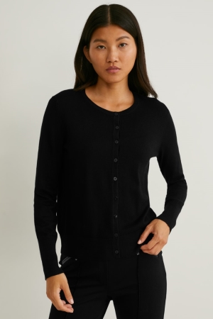 C&A Lenzing™ Ecovero™ Strickjacke Damen Schwarz | FYJEB-3469