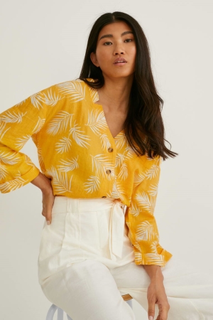 C&A Linen Blend Bluse Damen Orange | ECOAQ-6859