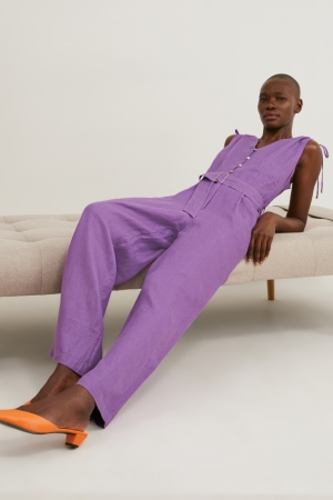 C&A Linen Overall Damen Lila | WGLOM-9127