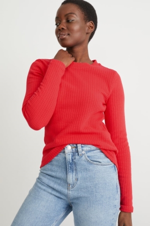 C&A Long Sleeve Oberteile Damen Rot | WNJTL-4102