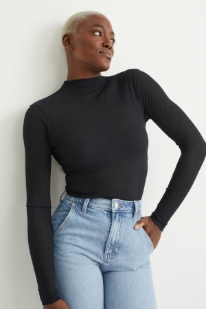 C&A Long Sleeve Oberteile Damen Schwarz | VITFS-0531