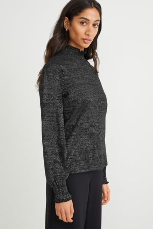 C&A Long Sleeve Oberteile Damen Schwarz | ZTNHC-2764