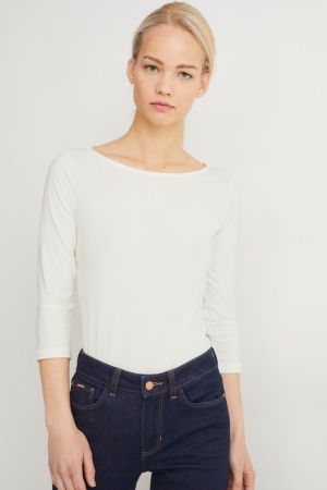 C&A Long Sleeve Oberteile Damen Weiß | GKOEI-6983