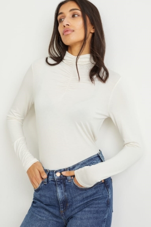 C&A Long Sleeve Oberteile Damen Weiß | XZQYF-2753