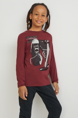 C&A Long Sleeve Oberteile Jungen Dunkelrot | SZBRY-6357