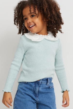 C&A Long Sleeve Oberteile Mädchen Mintfarben Grün | UJVQL-4295