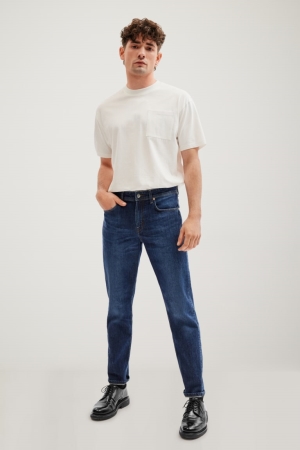 C&A Made In Eu Tapered Organic Baumwoll Jeans Herren Blau Dunkelblau | MWAKJ-1392