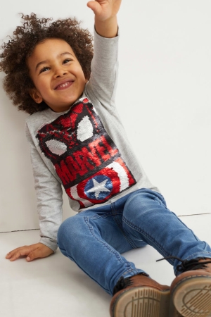 C&A Marvel Long Sleeve Oberteile Jungen Hellgrau | TNVEA-5346