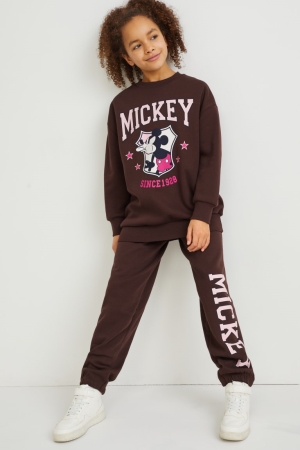 C&A Mickey Mouse Set And Joggers 2 Piece Sweatshirts Mädchen Dunkelbraun | ILTZX-9087
