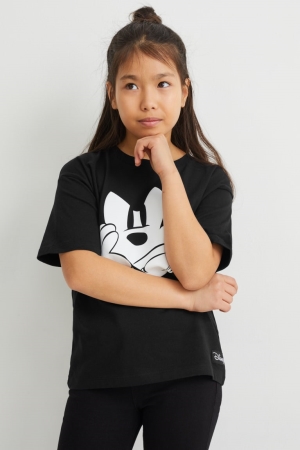 C&A Mickey Mouse Sleeve T-shirts Mädchen Schwarz | DRBAM-7058