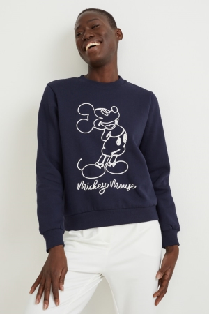 C&A Mickey Mouse Sweatshirts Damen Dunkelblau | ASMJH-1037