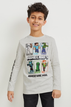 C&A Minecraft Long Sleeve Oberteile Jungen Hellgrau | YDTHJ-9573