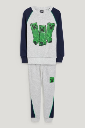 C&A Minecraft Set And Joggers 2 Piece Sweatshirts Mädchen Hellgrau | ULMZH-4605