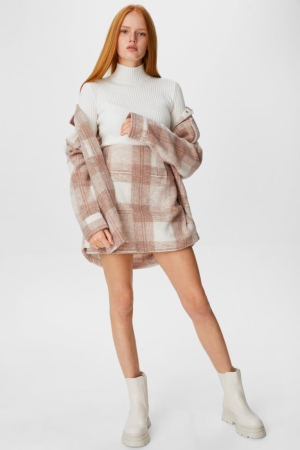 C&A Mini Check Röcke Damen Beige | JEKSP-3276