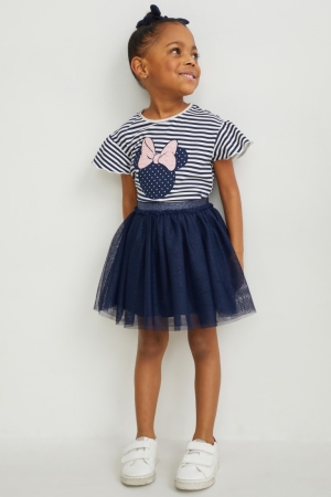 C&A Minnie Mouse Set Sleeve , And Scrunchie Röcke Mädchen Dunkelblau Weiß | VBQDU-9621