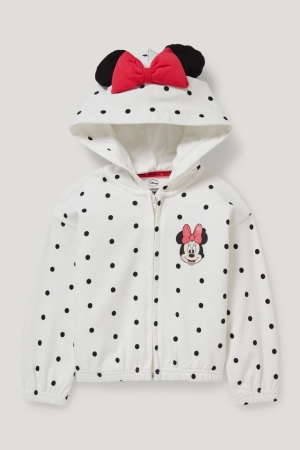 C&A Minnie Mouse Zip-through With Hood Polka Dot Sweatshirts Mädchen Weiß | ZTPSB-0152