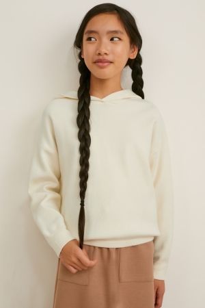 C&A Mit Kapuze Lenzing™ Ecovero™ Jumper Mädchen Weiß | QMRDP-4896