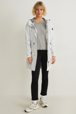C&A Mit Kapuze Raincoat Mäntel Damen Weiß | DHRCI-4921