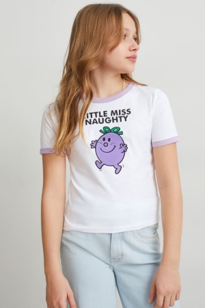 C&A Mr. Men Little Miss Sleeve T-shirts Mädchen Weiß | ZTNRS-8746