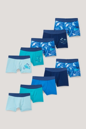 C&A Multipack Of 10 Boxer Organic Baumwoll Unterwäsche Jungen Dunkelblau | OLJUQ-7250