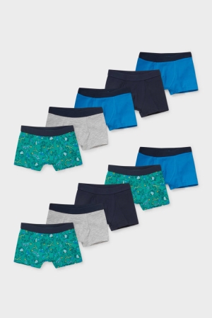 C&A Multipack Of 10 Boxer Organic Baumwoll Unterwäsche Jungen Blau Dunkelgrün | QULZA-9067
