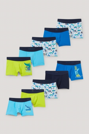 C&A Multipack Of 10 Boxer Organic Baumwoll Unterwäsche Jungen Blau | SURGC-8241
