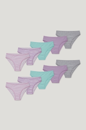 C&A Multipack Of 10 Briefs Organic Baumwoll Unterwäsche Mädchen Helllila | IGZFB-7861
