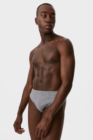 C&A Multipack Of 10 Briefs Organic Baumwoll Unterwäsche Herren Grau | NGBZP-0946