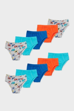 C&A Multipack Of 10 Briefs Organic Baumwoll Unterwäsche Jungen Orange Türkis | YHJZT-5860