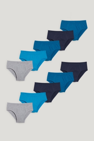 C&A Multipack Of 10 Briefs Organic Baumwoll Unterwäsche Jungen Blau | ZMRQF-5843