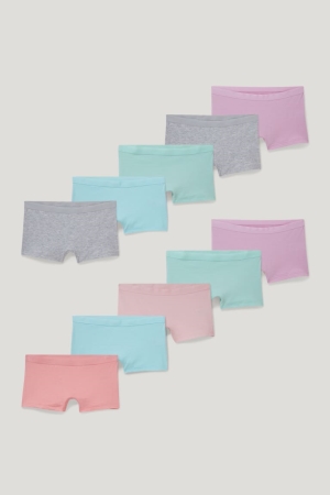 C&A Multipack Of 10 Organic Baumwoll Unterwäsche Mädchen Rosa Türkis | TFQDE-8591