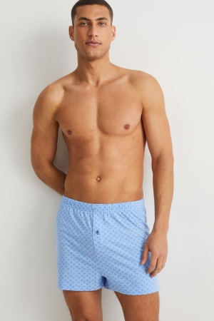 C&A Multipack Of 2 Boxer Jersey Organic Baumwoll Unterwäsche Herren Blau | YNOUP-0964