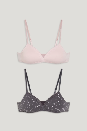 C&A Multipack Of 2 Bra Gepolstert Unterwäsche Mädchen Dunkelgrau | ZKDVE-8075