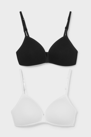 C&A Multipack Of 2 Bra Organic Baumwoll Unterwäsche Mädchen Weiß | DBUNX-8537