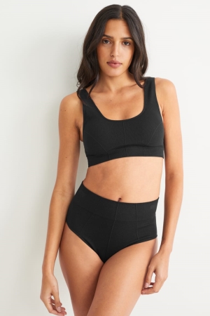 C&A Multipack Of 2 Briefs Seamless Lycra® Unterwäsche Damen Schwarz | KHJEX-7915