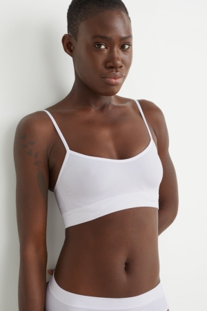 C&A Multipack Of 2 Crop Seamless Lycra® Unterwäsche Damen Weiß | QXROJ-8123