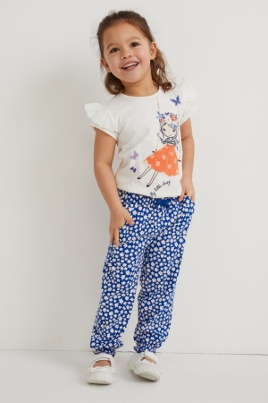 C&A Multipack Of 2 Floral Hosen Mädchen Blau | YVCHJ-1506
