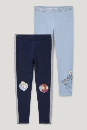 C&A Multipack Of 2 Frozen Thermal Leggings Hosen Mädchen Dunkelblau | PDLXJ-8406