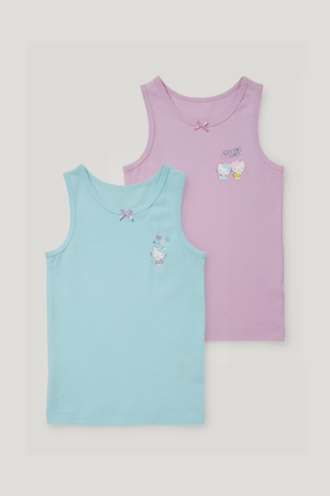 C&A Multipack Of 2 Hello Kitty Vest Organic Baumwoll Unterwäsche Mädchen Helllila | BMYHS-1254