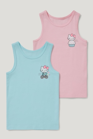 C&A Multipack Of 2 Hello Kitty Vest Organic Baumwoll Unterwäsche Mädchen Helltürkis | ZJMBC-1483