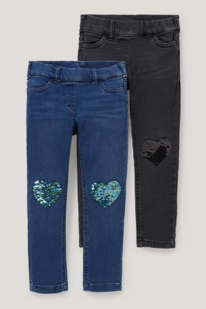 C&A Multipack Of 2 Jegging Shiny Jeans Mädchen Schwarz | ANDIH-0976