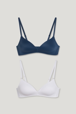 C&A Multipack Of 2 Non-wired Bra Gepolstert Lycra® Unterwäsche Damen Weiß | GXLDS-7093