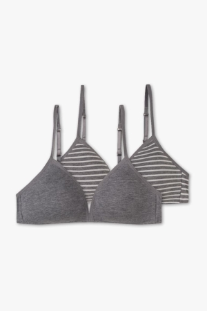 C&A Multipack Of 2 Non-wired Bra Gepolstert Organic Baumwoll Unterwäsche Mädchen Grau | VMFIW-0342